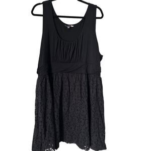 ModCloth Dress Womens Size 4X MaiTai Black Lace Overlay Sleeveless Babydoll Mini